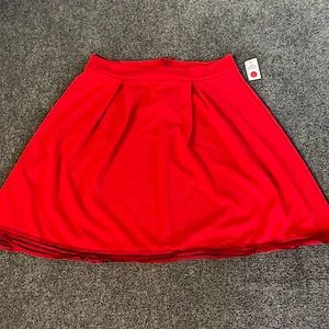 Red Polyester Spandex Flare A-Line Skirt mesh hem design Size 2X